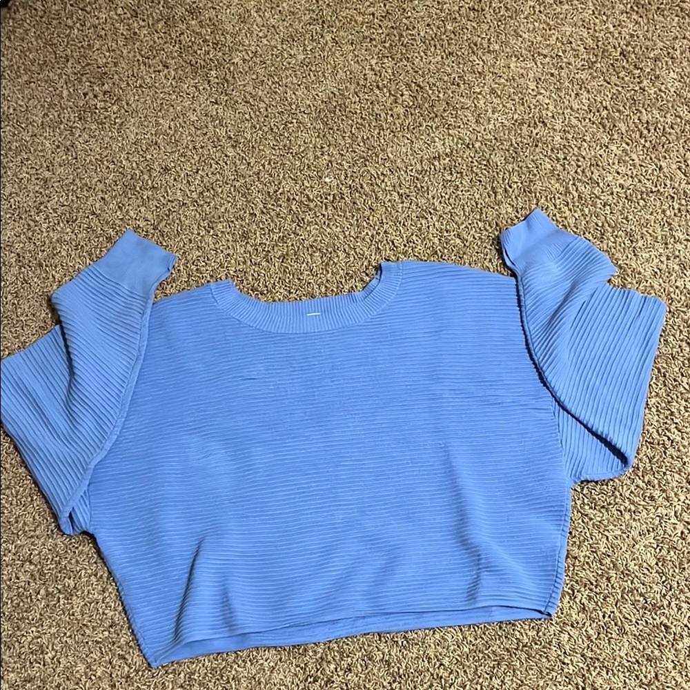 Blue Ribbed Women's Top